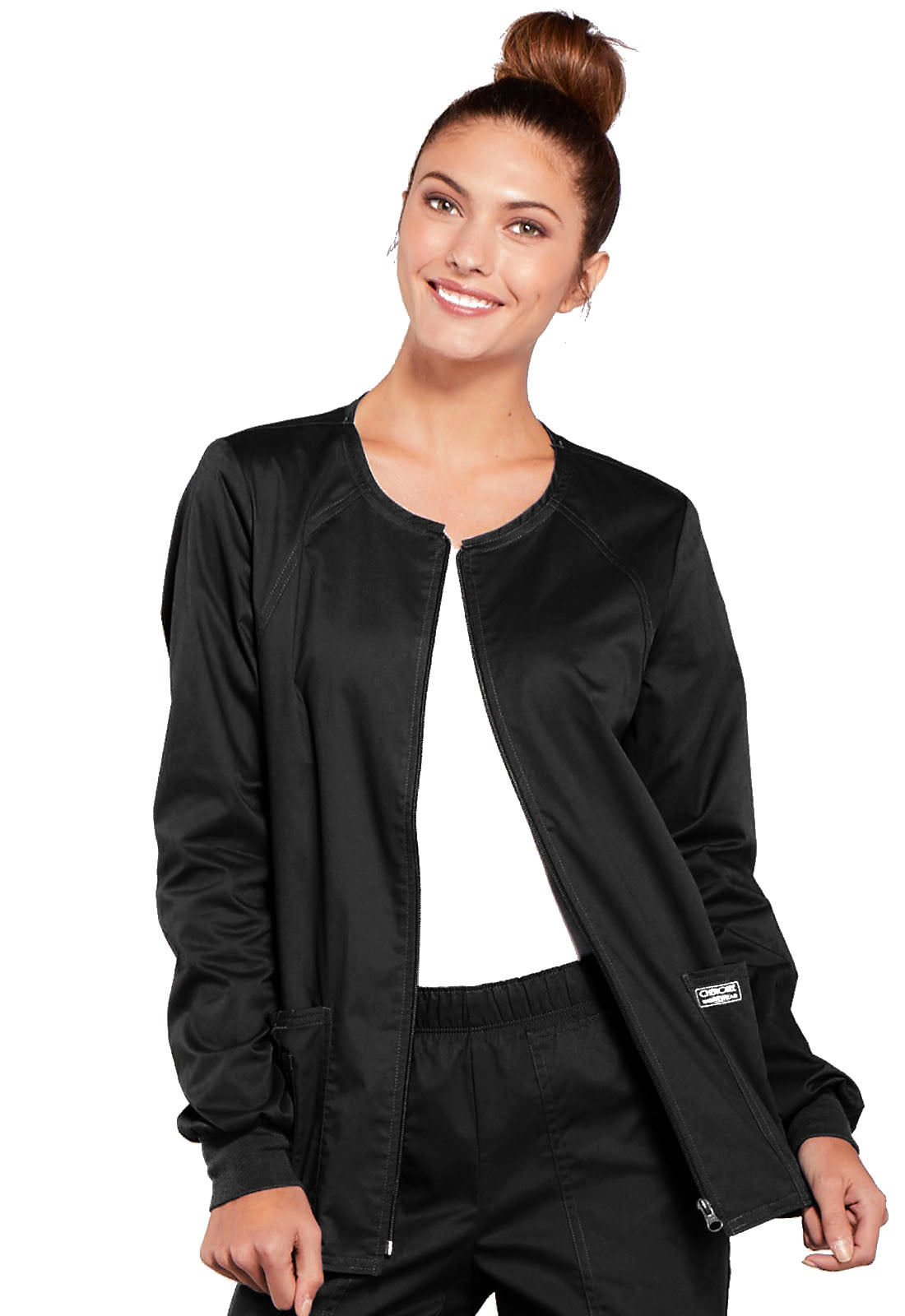 4315 Zip Front Jacket Black w/ University Orthopedics Logo