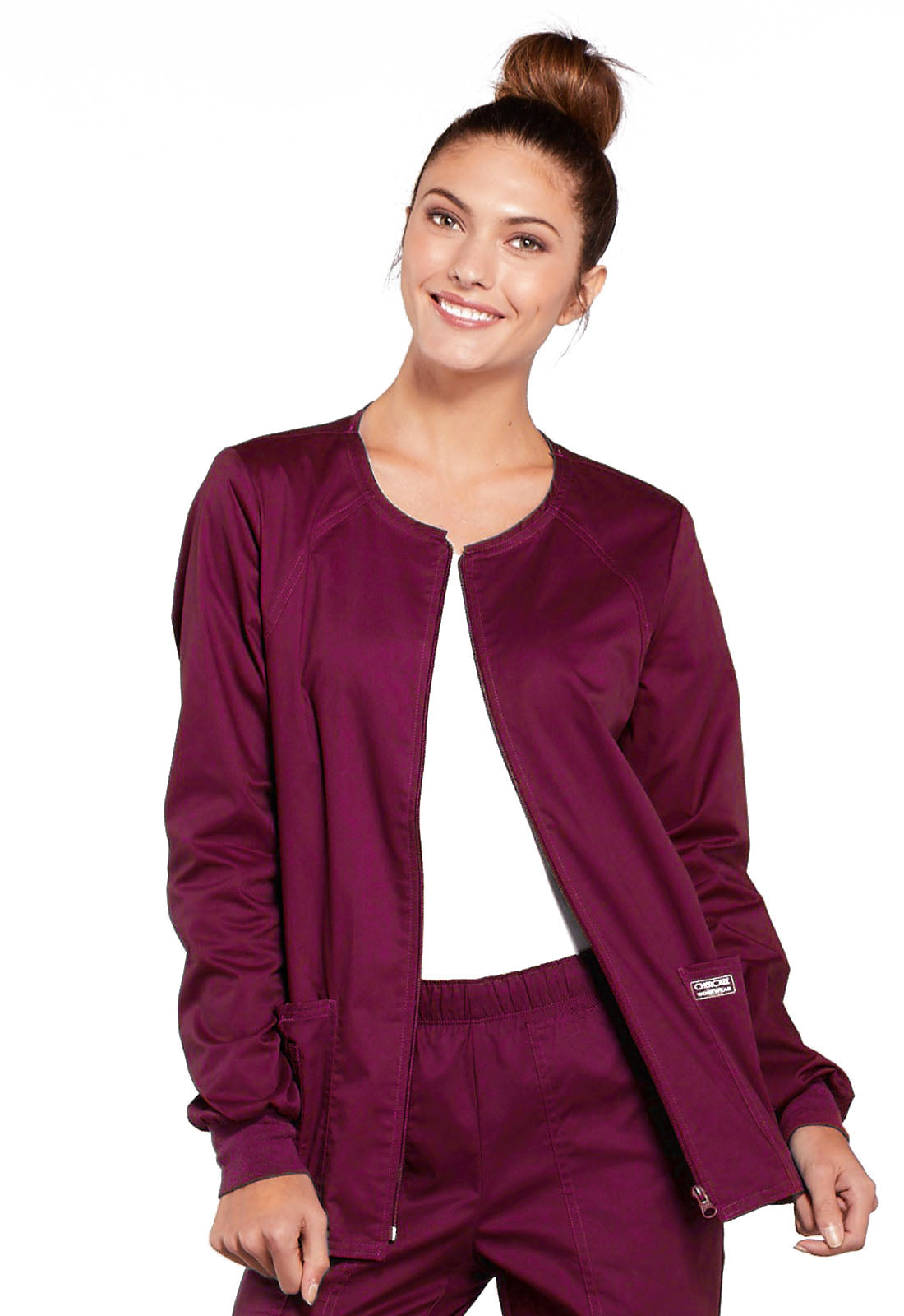 4315 Zip Front Jacket Wine w/ University Orthopedics Logo