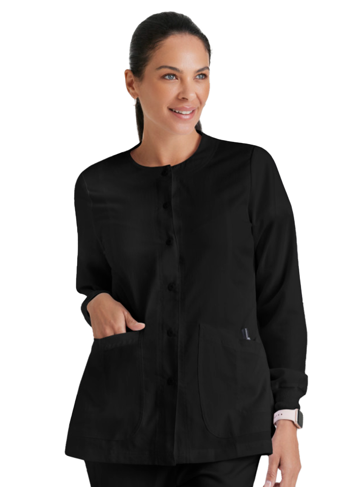 4450 Jamie Scrub Jacket Black w/ University Orthopedics Logo