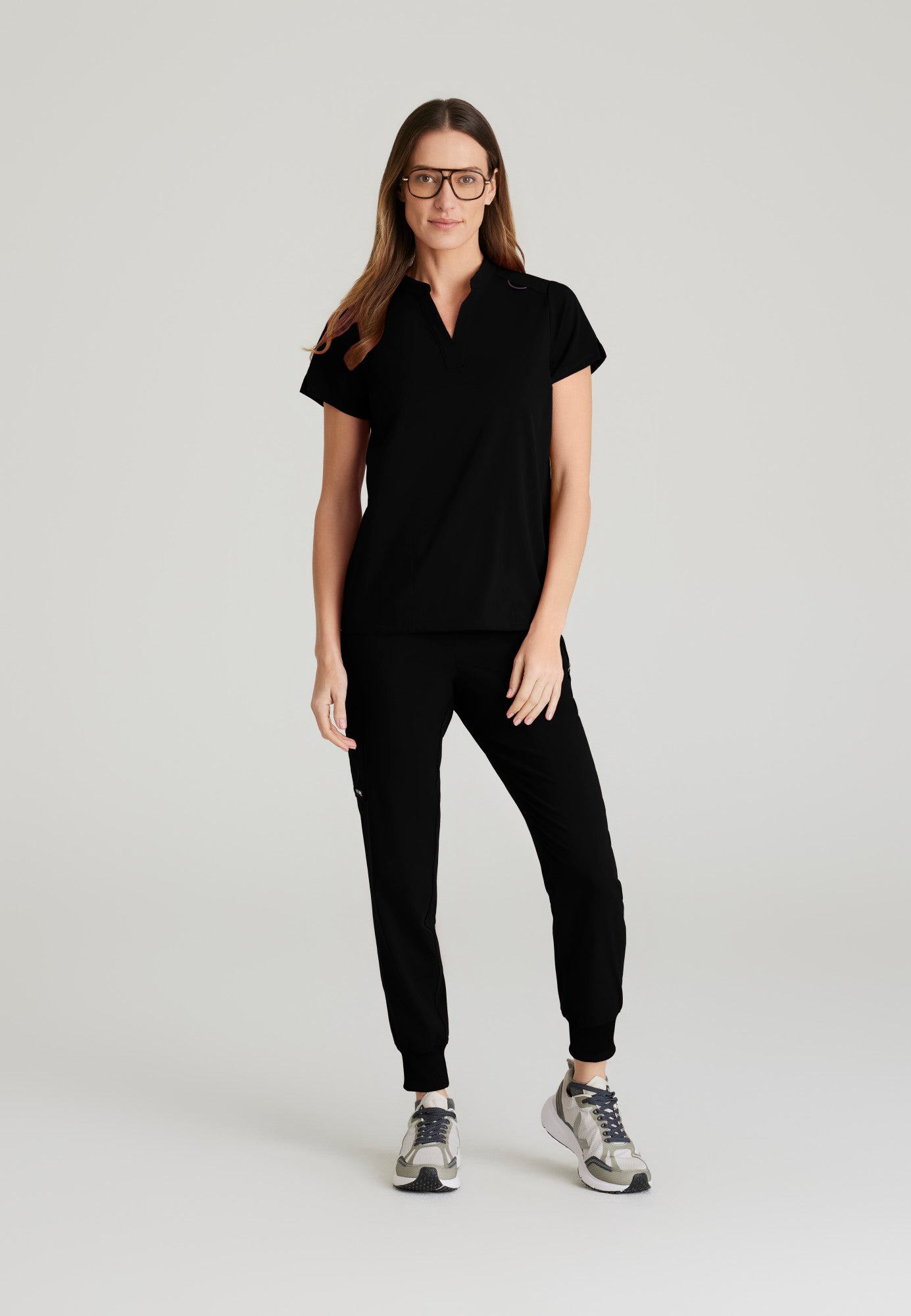 GRST230 Women's Avery 2-Pocket Top Black w/ University Orthopedics Logo