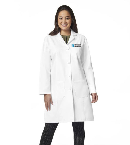 3301 Women's Lab Coat White w/ University Orthopedics Logo