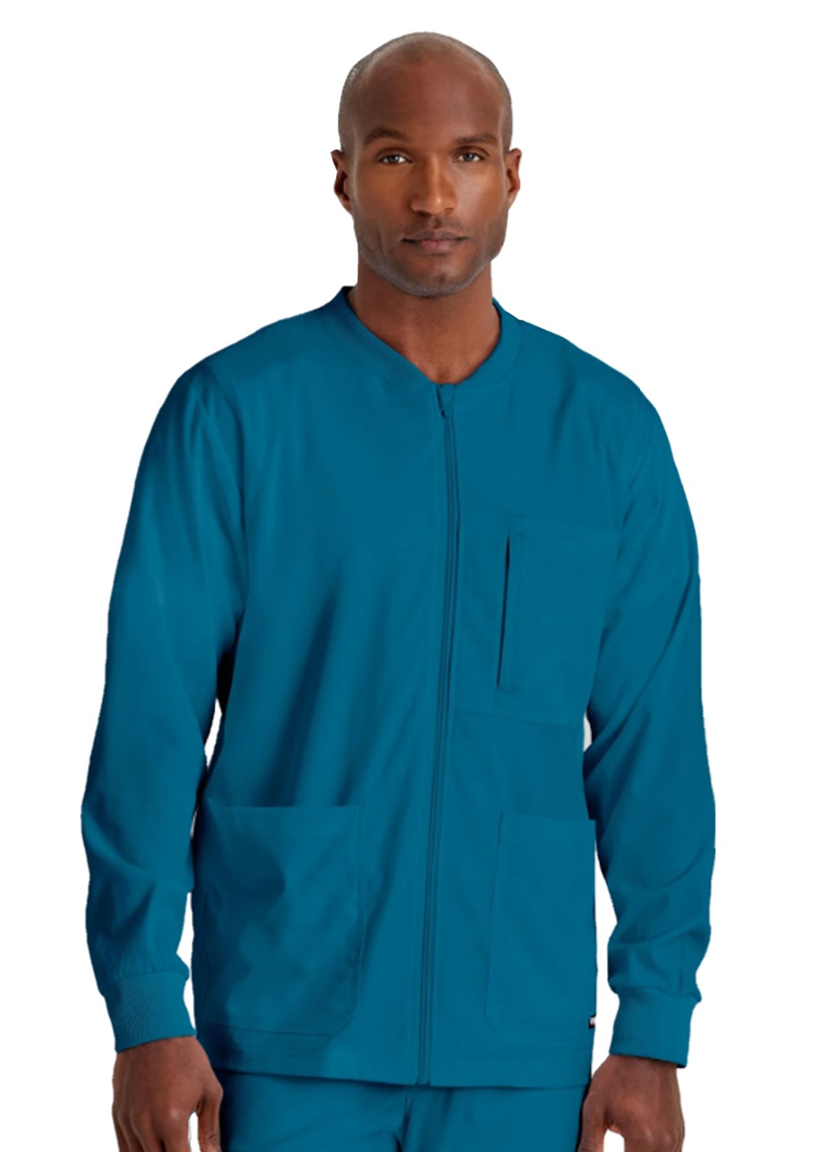 GRSW871 Men's React Warmup Scrub Jacket Caribbean w/ University Orthopedics Logo