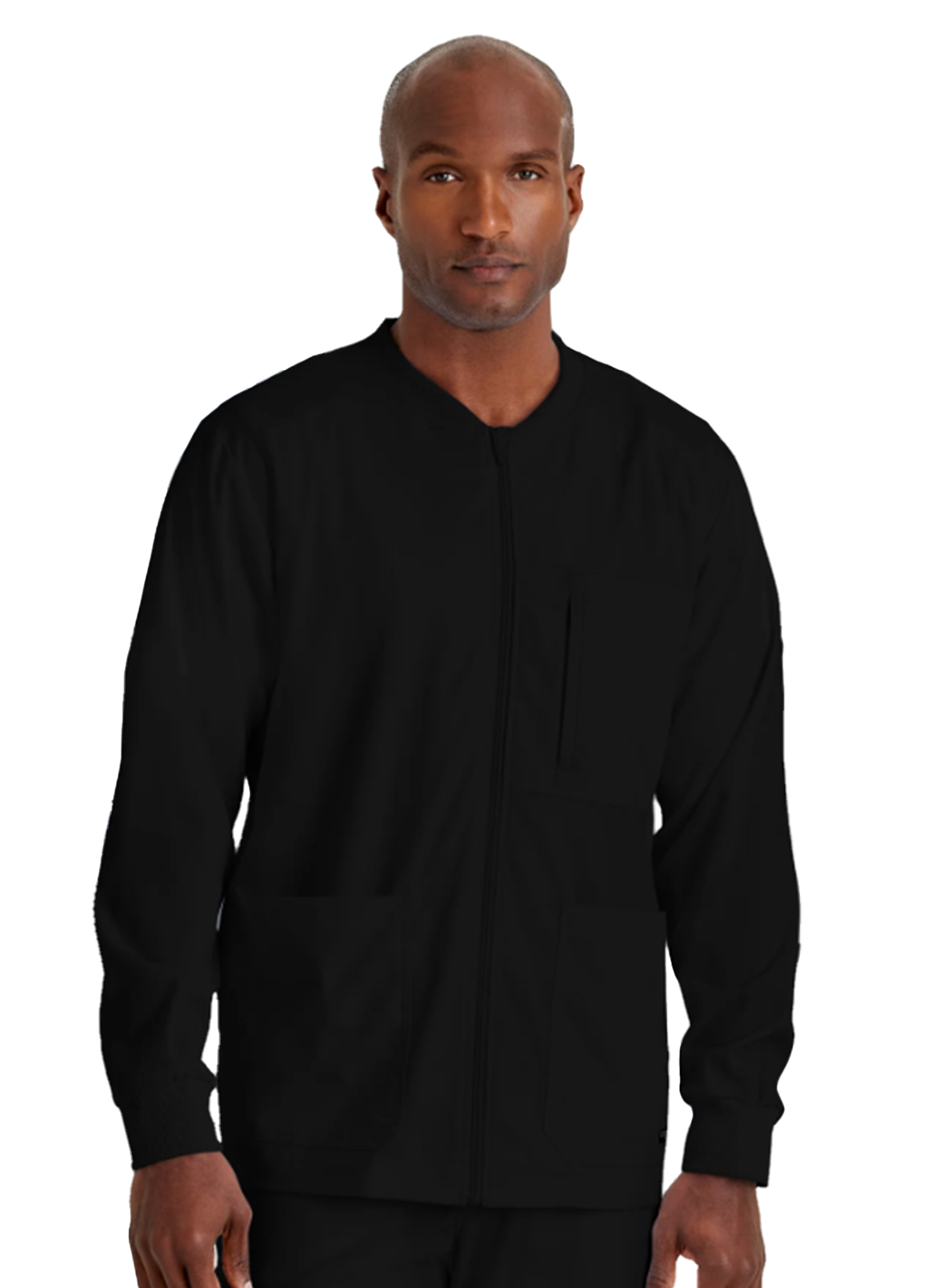 GRSW871 Men's React Warmup Scrub Jacket Black w/ University Orthopedics Logo