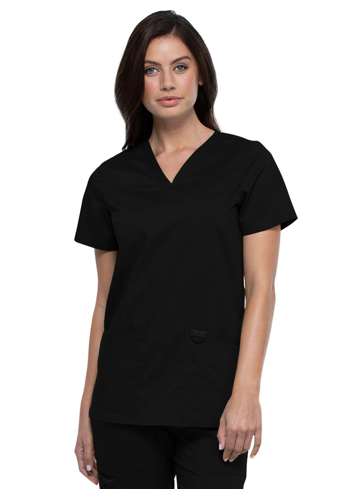 WW620 V-Neck Top Black w/ University Orthopedics Logo