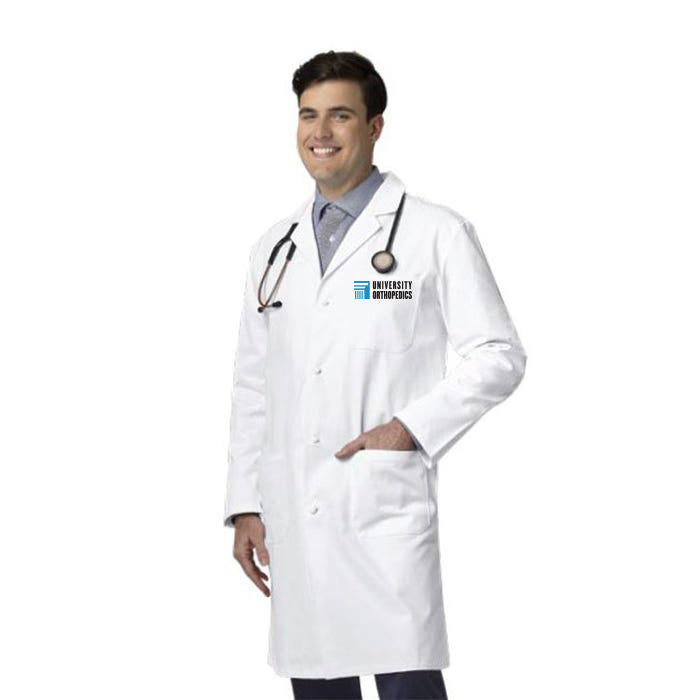 Fashion Seal 423 Men's Heavyweight Sanforized Cotton Twill 41" Lab Coat w/ University Orthopedics Logo