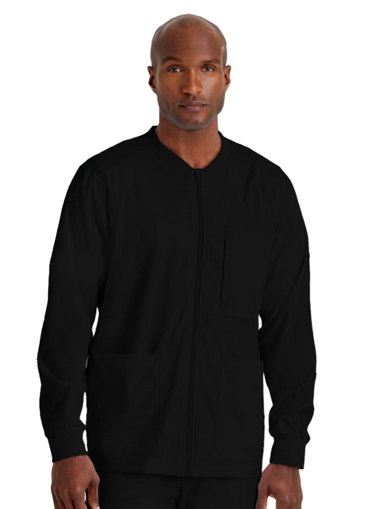 GRSW871 Men's React Warmup Scrub Jacket Black w/ University Orthopedics Logo