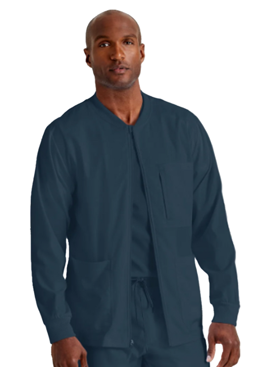 GRSW871 Men's React Warmup Scrub Jacket Steel w/ University Orthopedics Logo